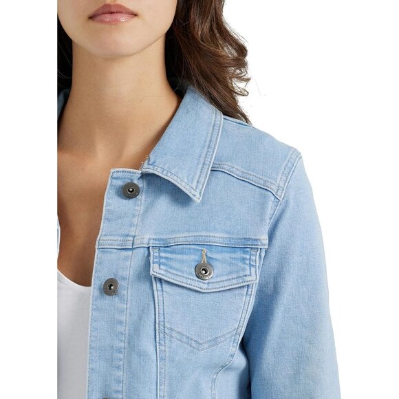 Brand New Women Light Wash Cotton Denim Jacket Button Front Casual Outerwear - Picture 3 of 4